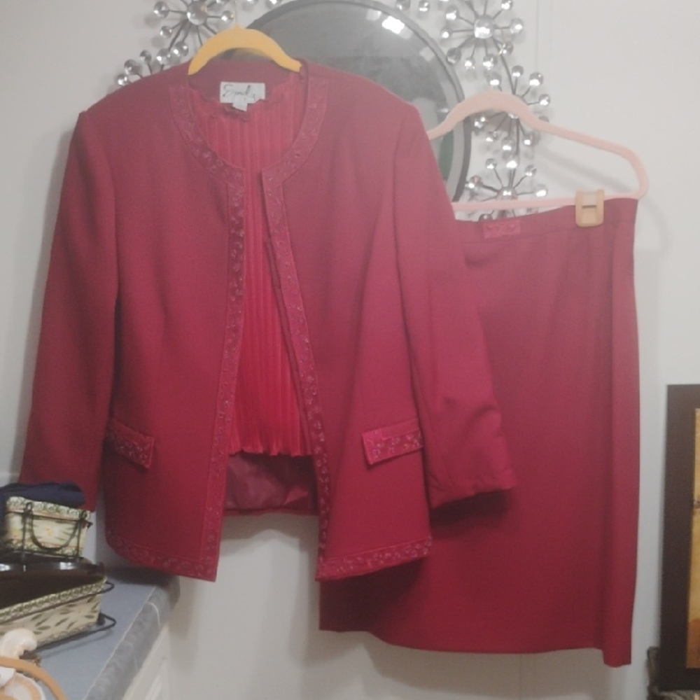 "SUNDAY SERVICE" Emily Red Skirt Suit Set